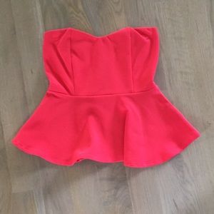 Red peplum tube top